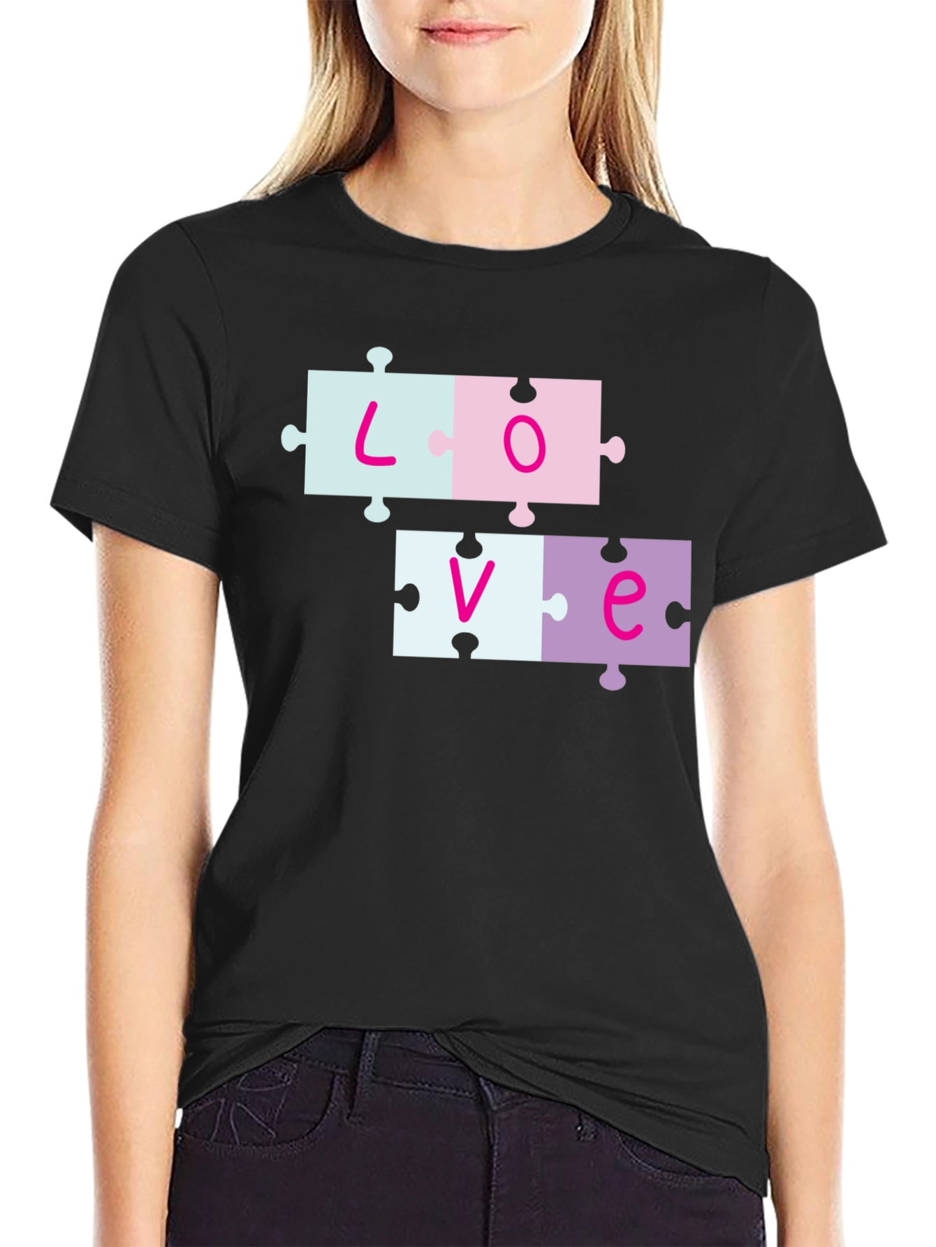 Love Puzzle Piece T-Shirt - Trendy Casual Wear