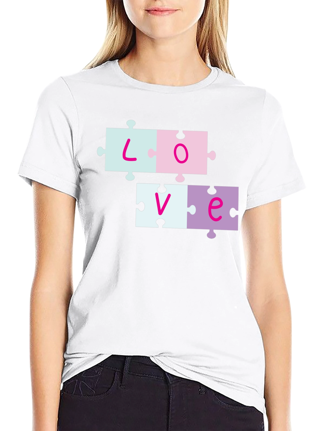 Love Puzzle Piece T-Shirt - Trendy Casual Wear