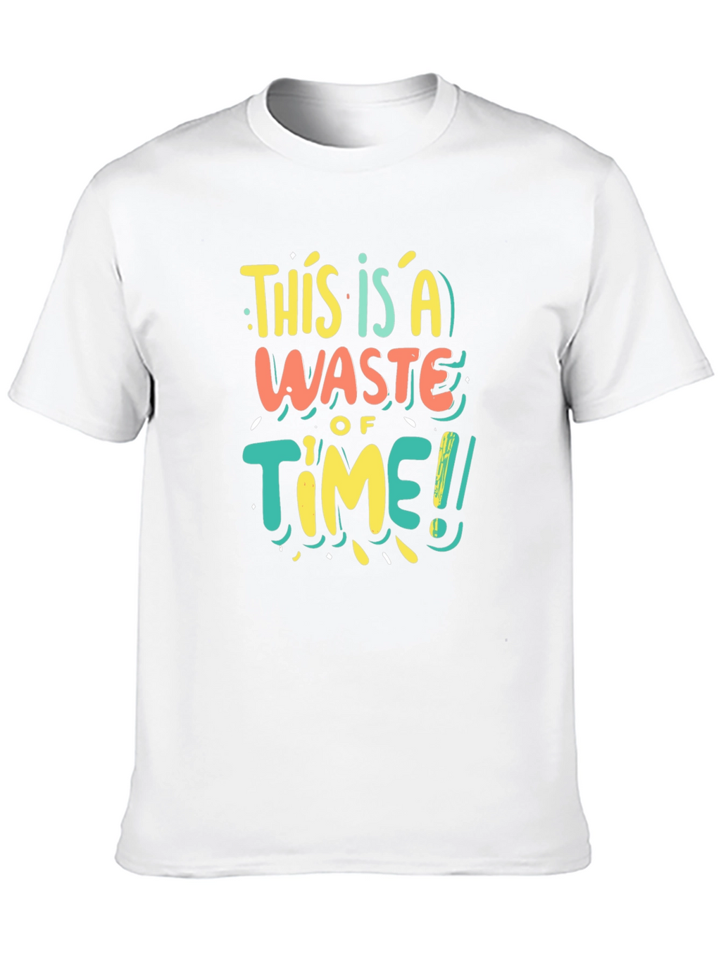 Funny Waste of Time Graphic Print Black T-Shirt