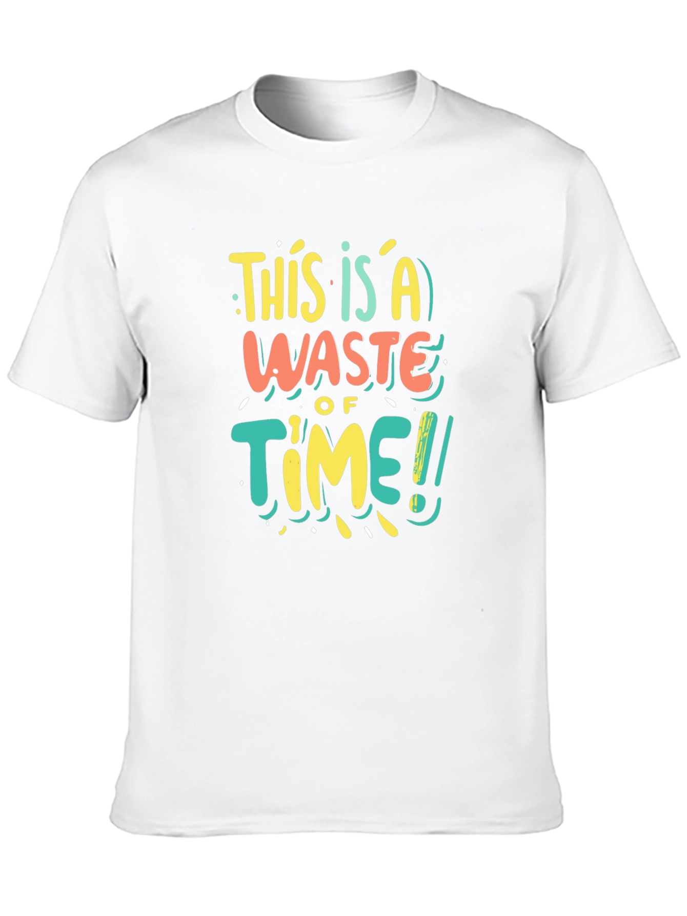 Funny Waste of Time Graphic Print Black T-Shirt