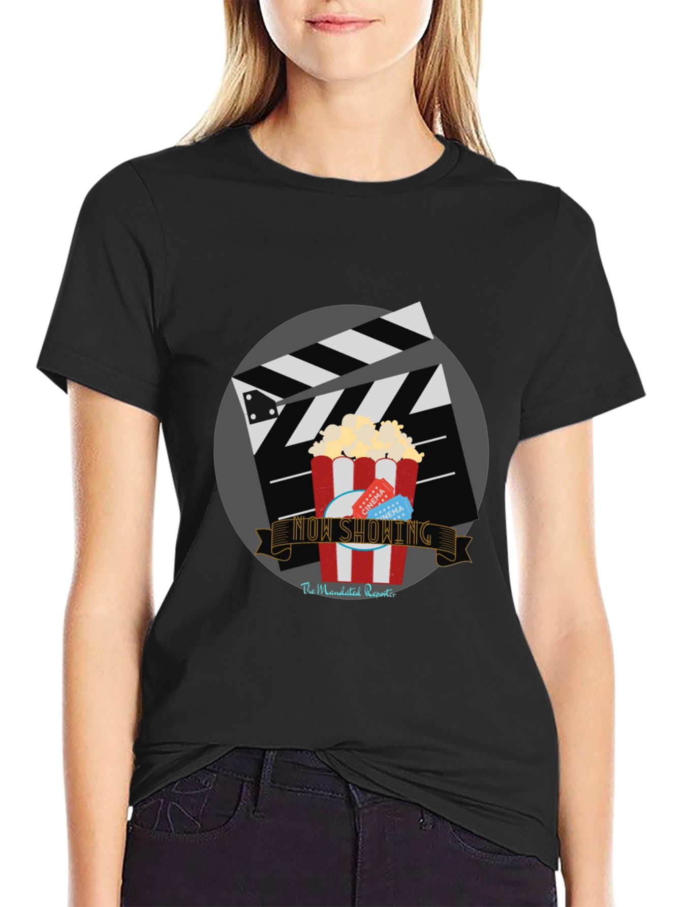 Movie Night T-Shirt: Popcorn & Film Slate Design