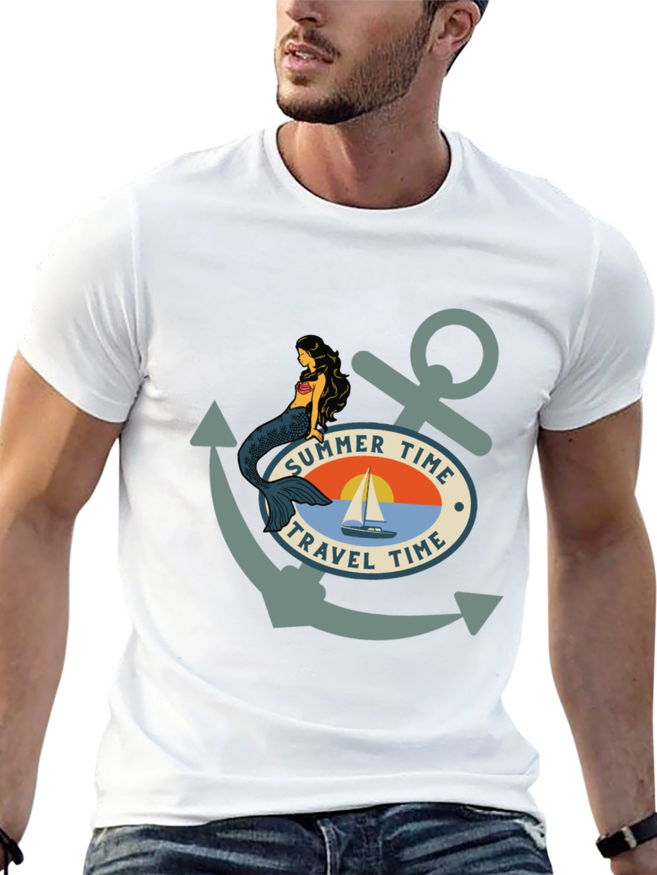 Summer Time Travel Time Anchor T-Shirt