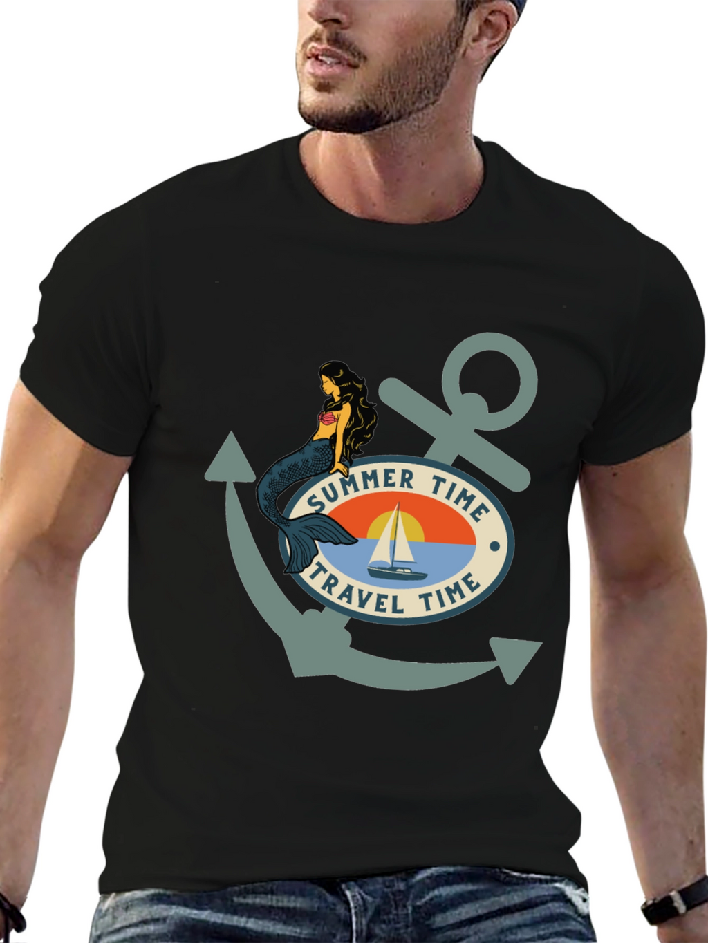 Summer Time Travel Time Anchor T-Shirt