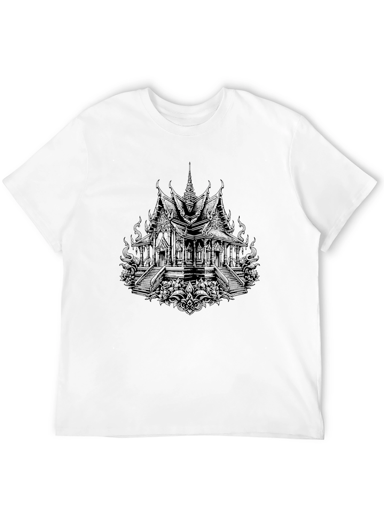 Black Temple Graphic Tee - Unique Architectural Design