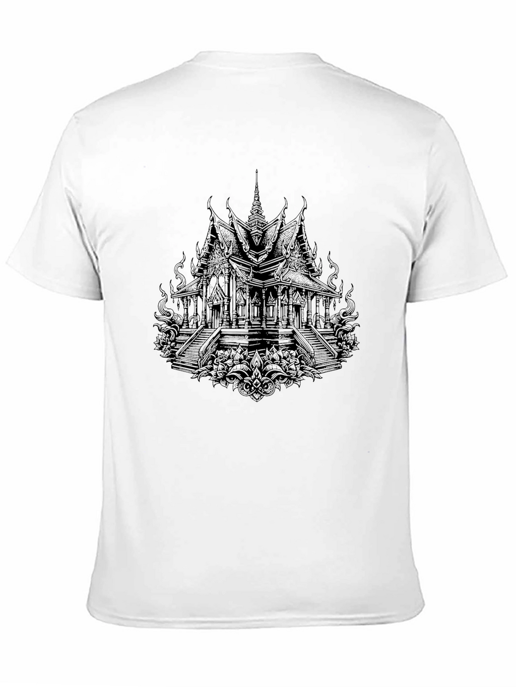 Black Temple Graphic Tee - Unique Architectural Design