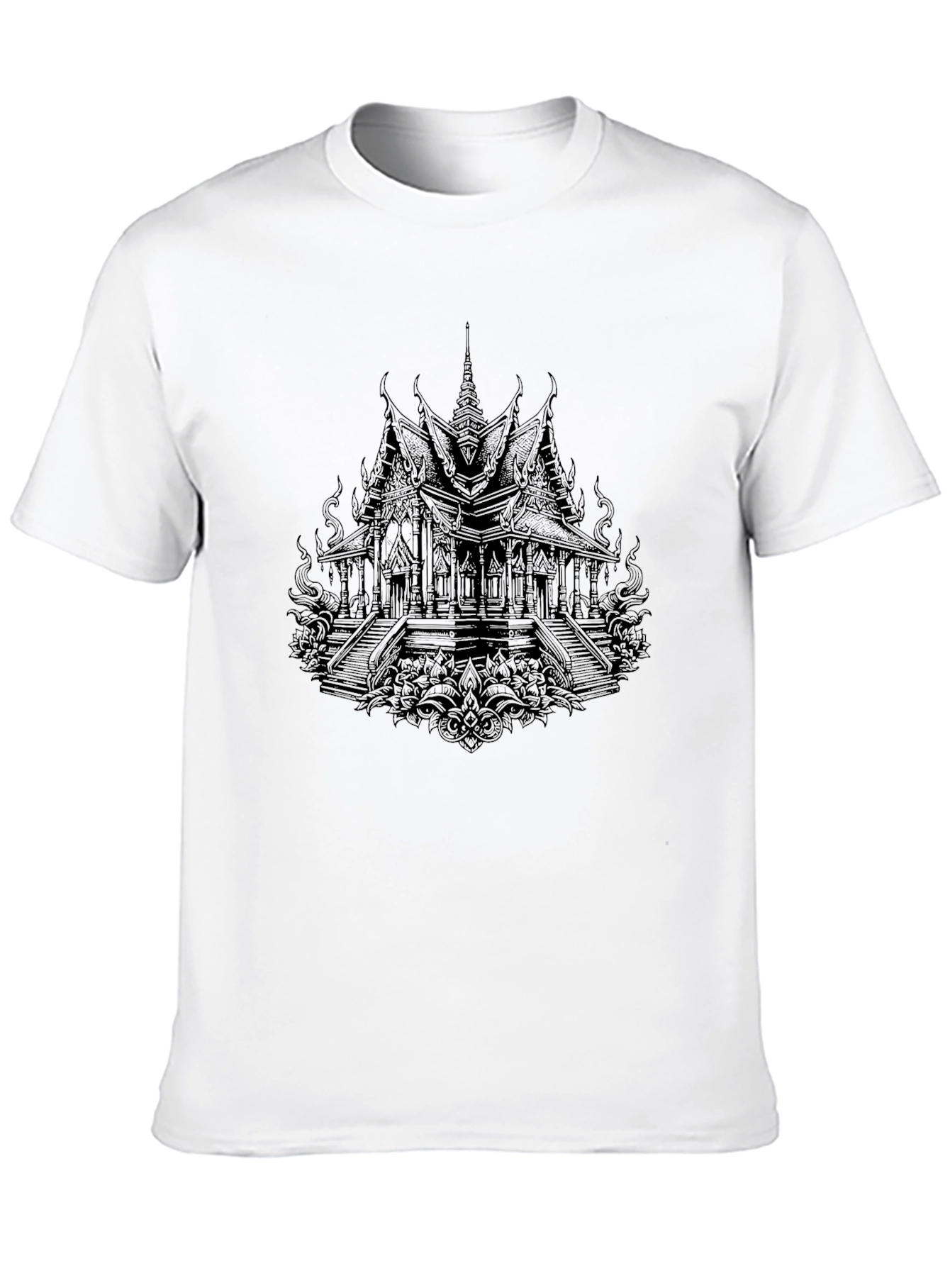Black Temple Graphic Tee - Unique Architectural Design