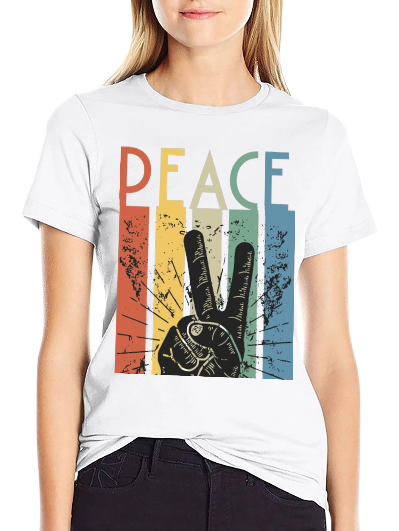 Retro Peace Sign Graphic T-Shirt