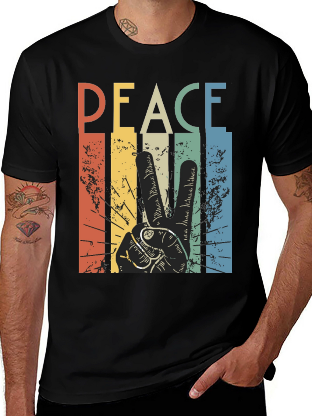 Retro Peace Sign Graphic T-Shirt