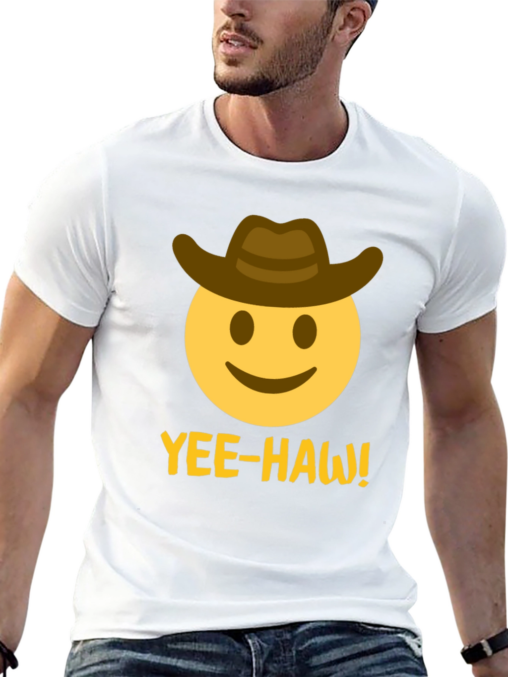 Yee-Haw Emoji Cowboy T-Shirt - Black
