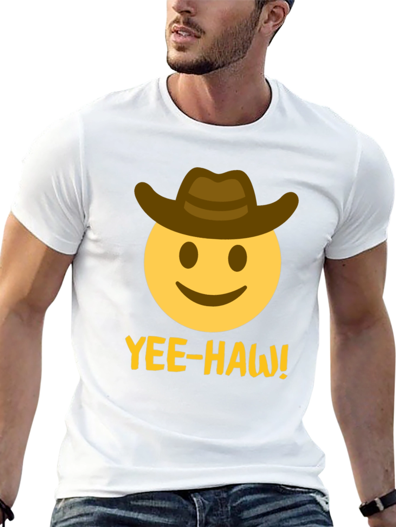Yee-Haw Emoji Cowboy T-Shirt - Black