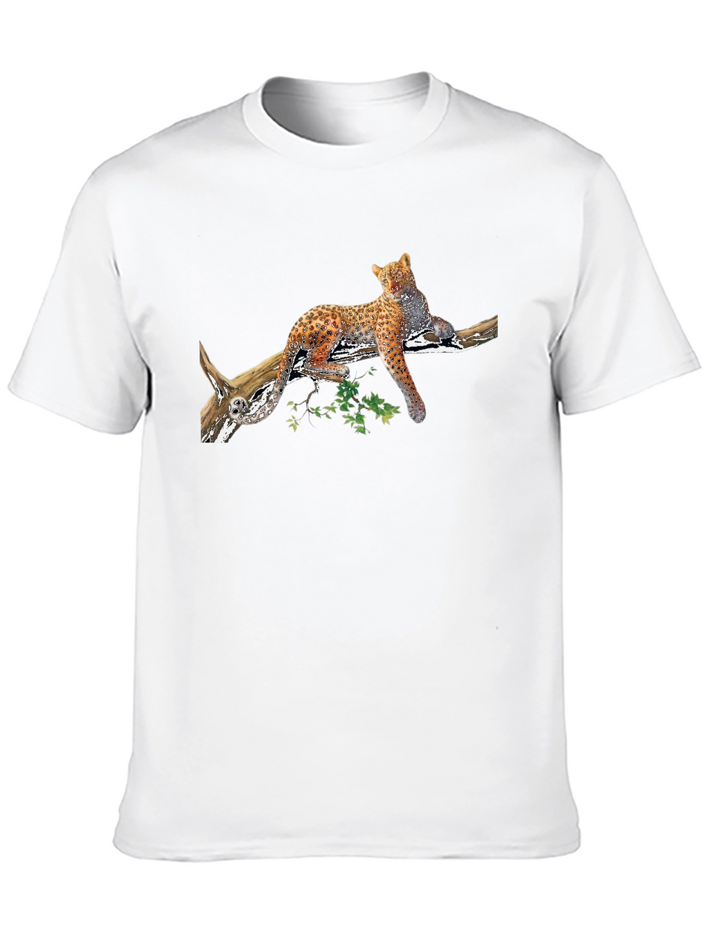 Leopard on Branch Graphic Black Tee