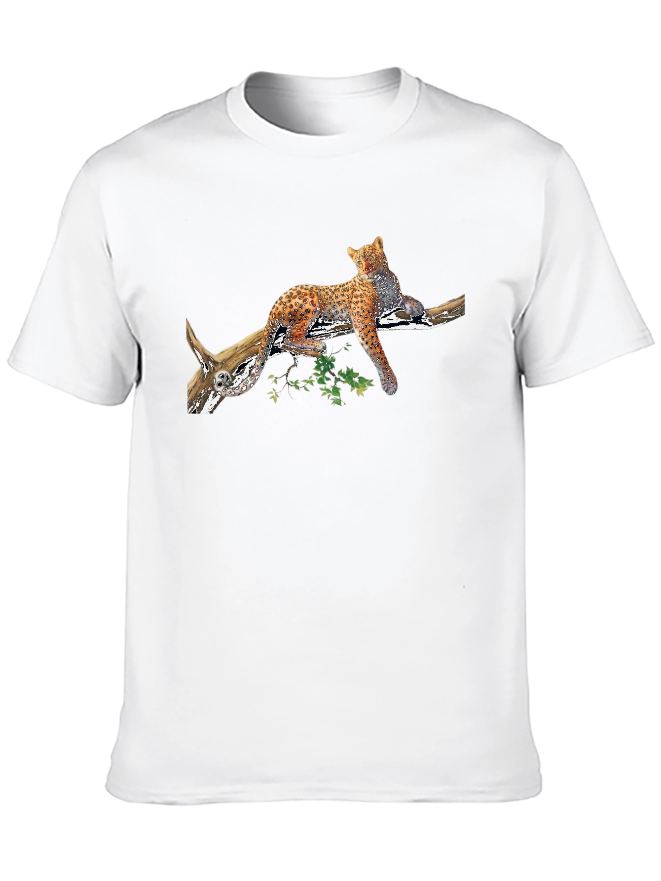 Leopard on Branch Graphic Black Tee