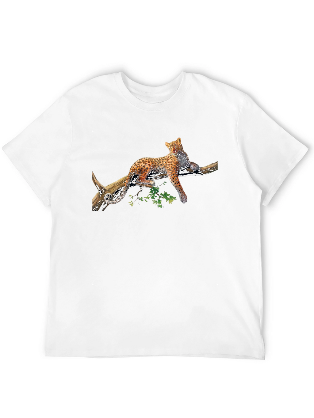 Leopard on Branch Graphic Black Tee