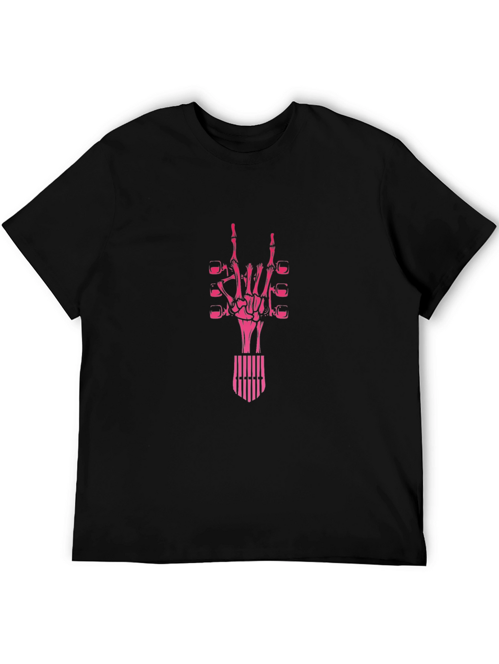 Rock On Skeleton Hand Graphic T-Shirt - Black