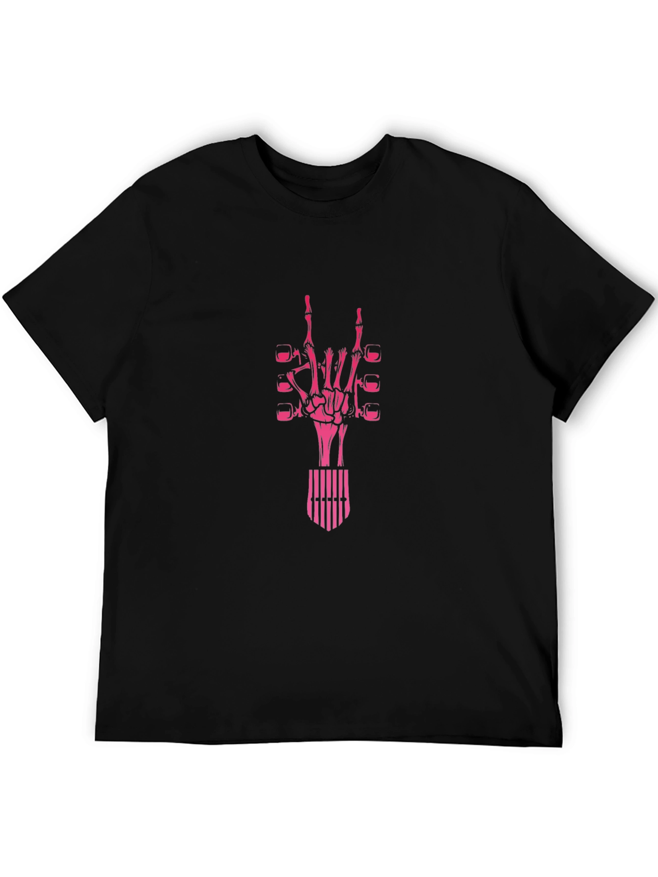 Rock On Skeleton Hand Graphic T-Shirt - Black