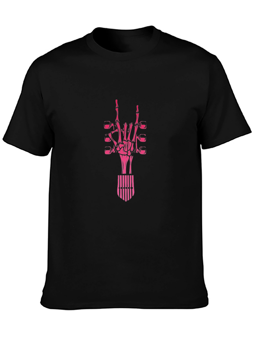 Rock On Skeleton Hand Graphic T-Shirt - Black