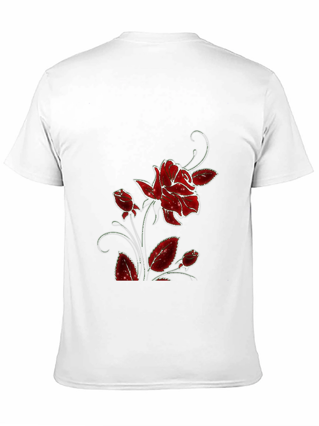 Black Tee with Floral Rose Design