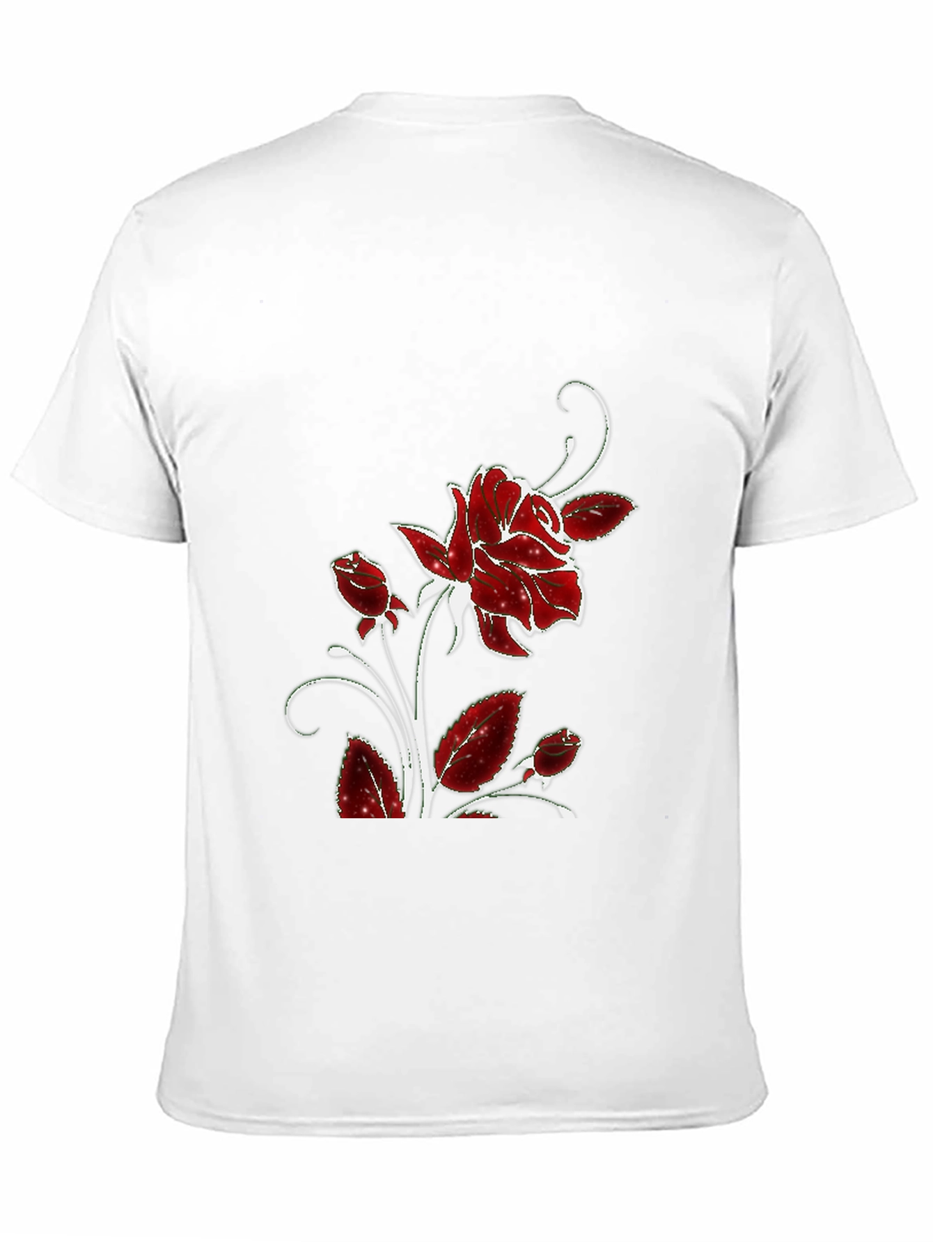 Black Tee with Floral Rose Design