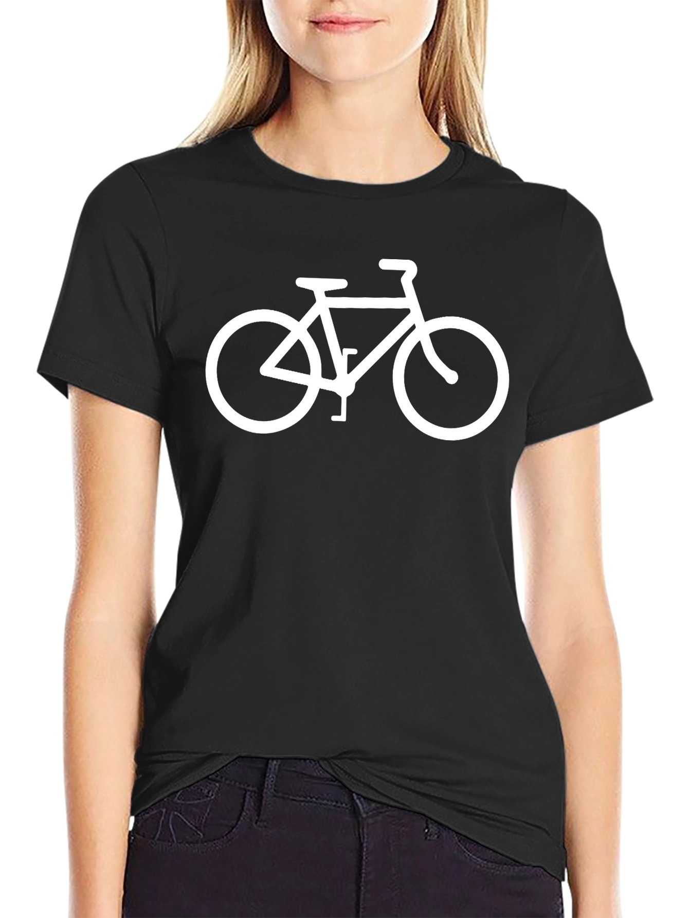 Mens Black T-Shirt with Bicycle Graphic