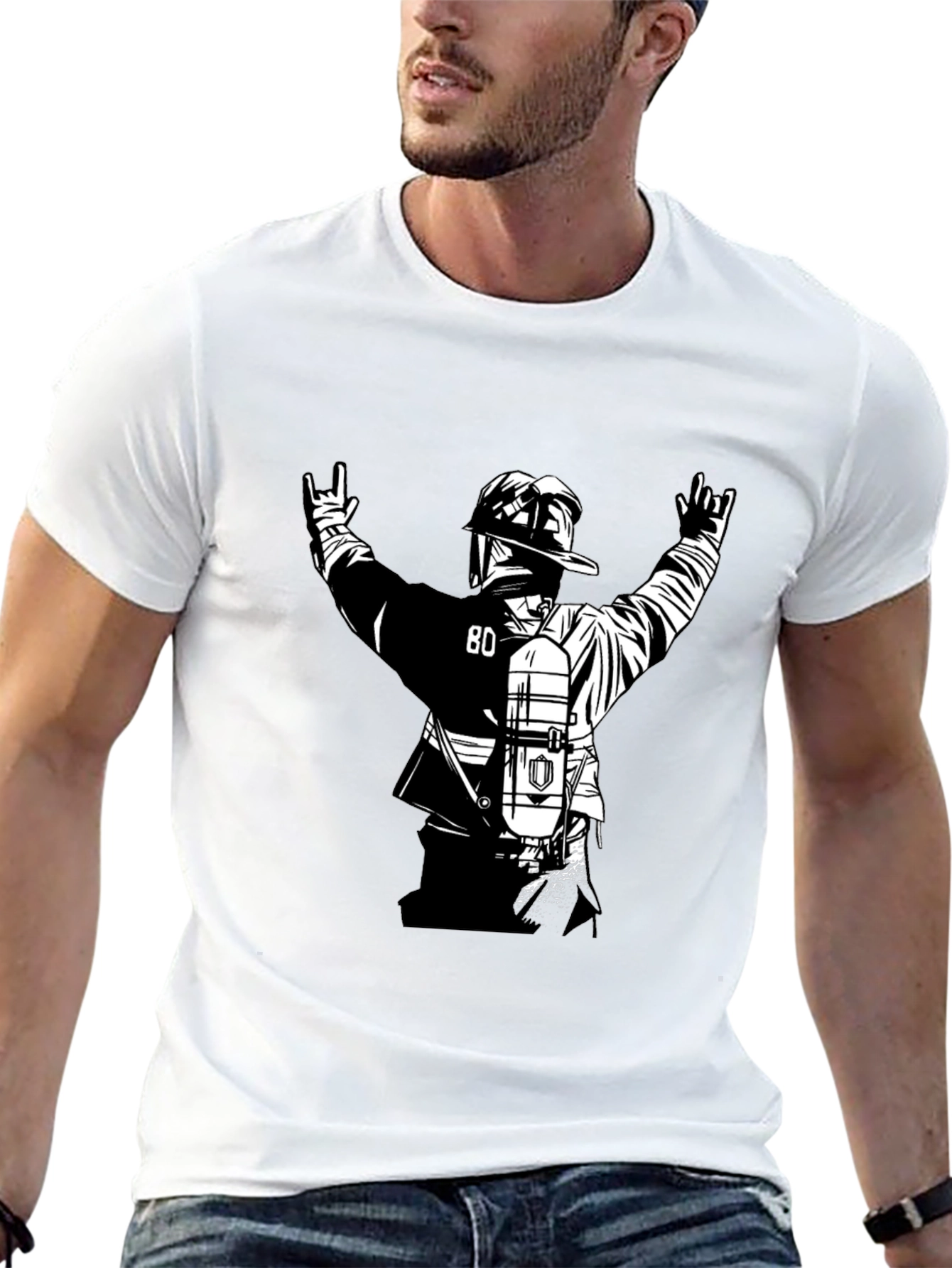 Firefighter Graphic Tee - Black Cotton Blend
