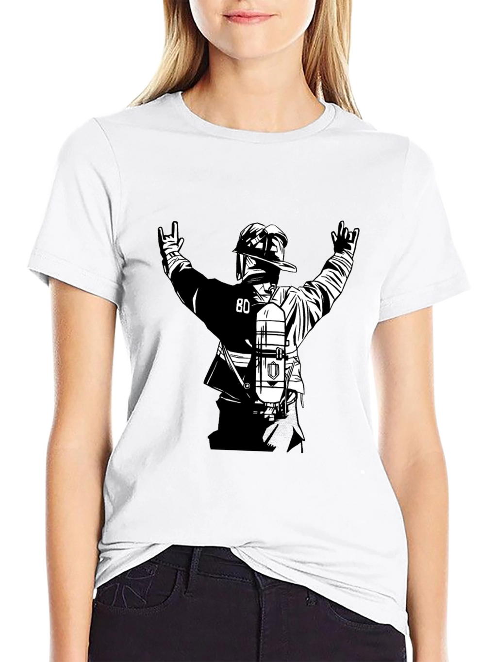Firefighter Graphic Tee - Black Cotton Blend