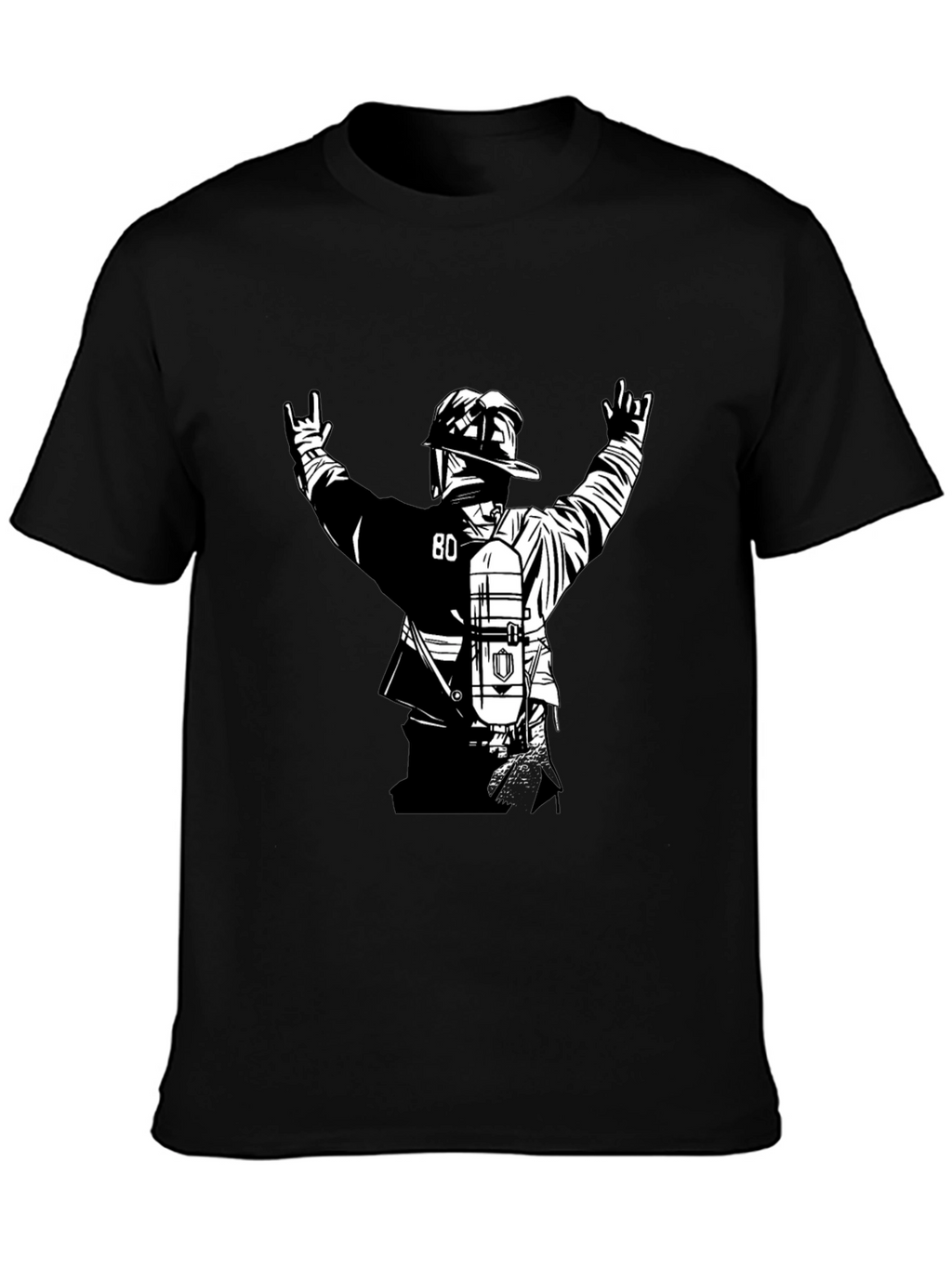 Firefighter Graphic Tee - Black Cotton Blend