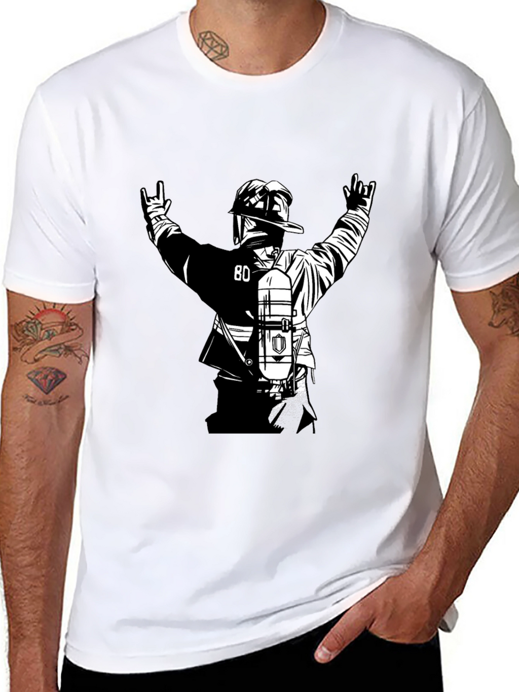 Firefighter Graphic Tee - Black Cotton Blend