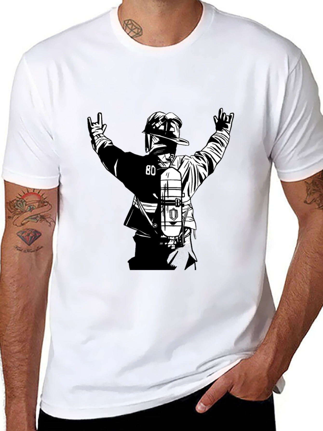 Firefighter Graphic Tee - Black Cotton Blend