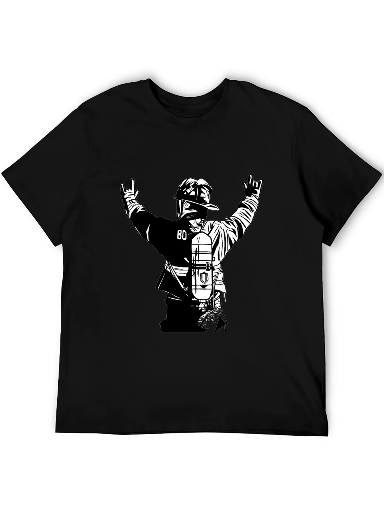 Firefighter Graphic Tee - Black Cotton Blend