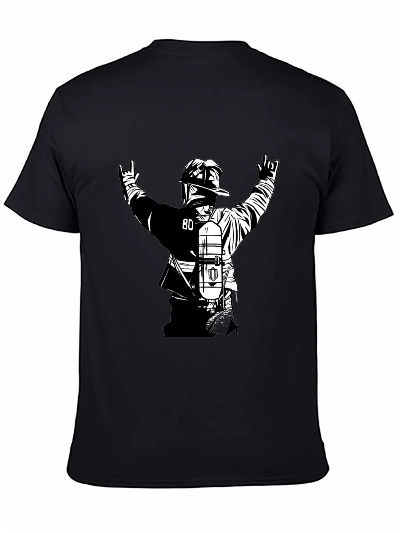 Firefighter Graphic Tee - Black Cotton Blend