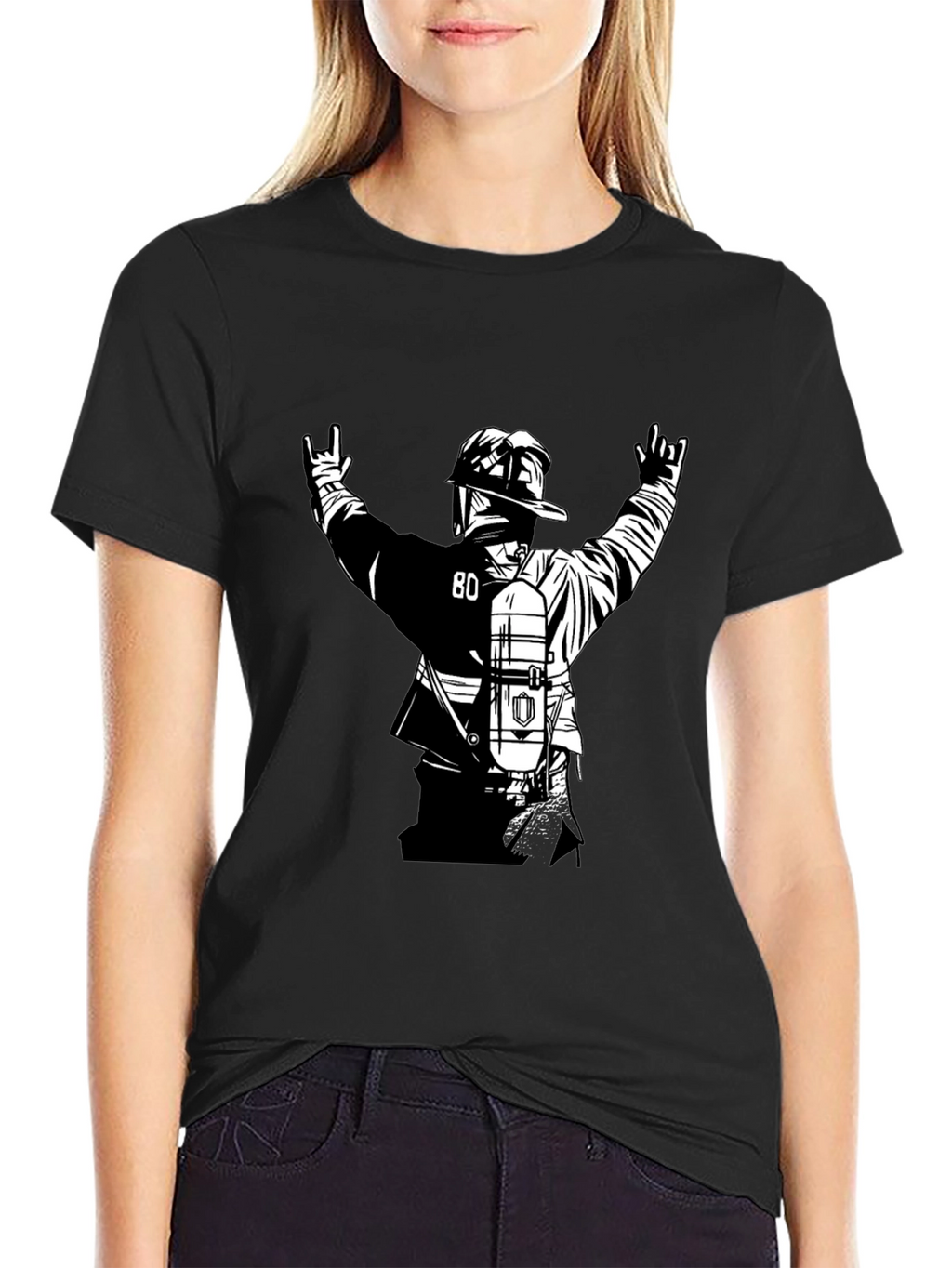 Firefighter Graphic Tee - Black Cotton Blend