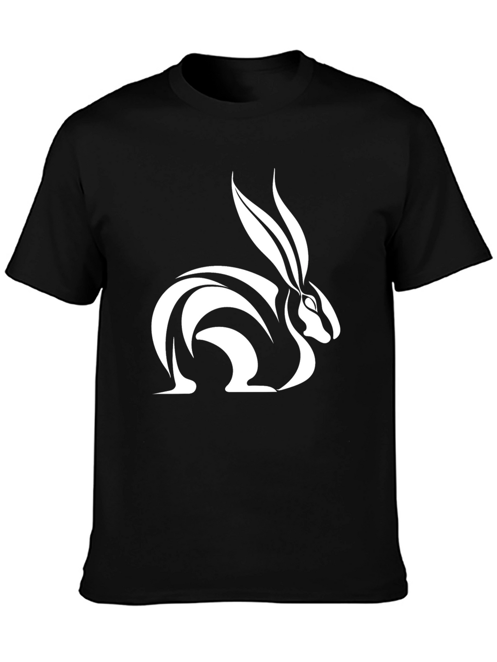Rabbit Graphic Tee - Sleek Black Cotton T-Shirt