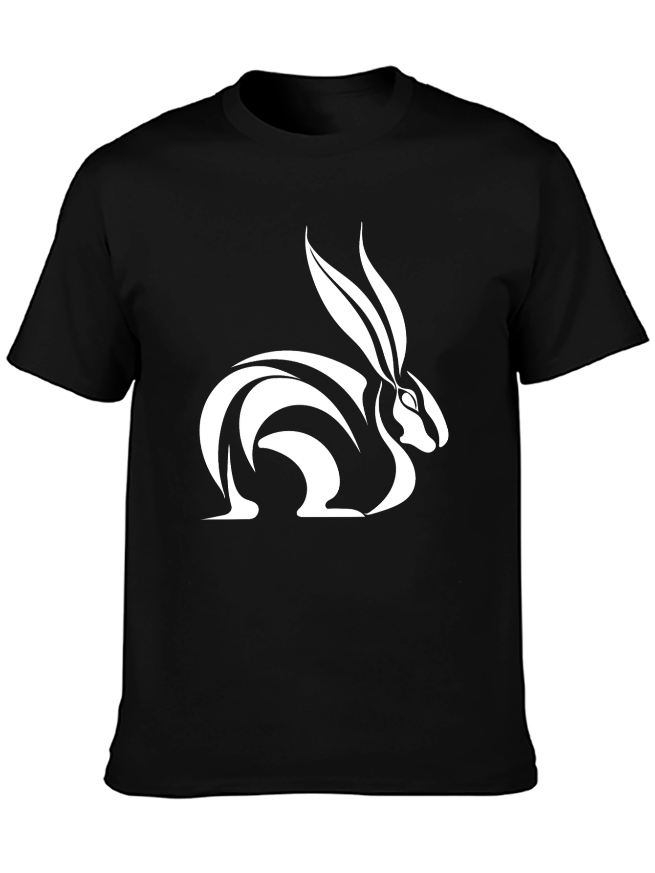 Rabbit Graphic Tee - Sleek Black Cotton T-Shirt