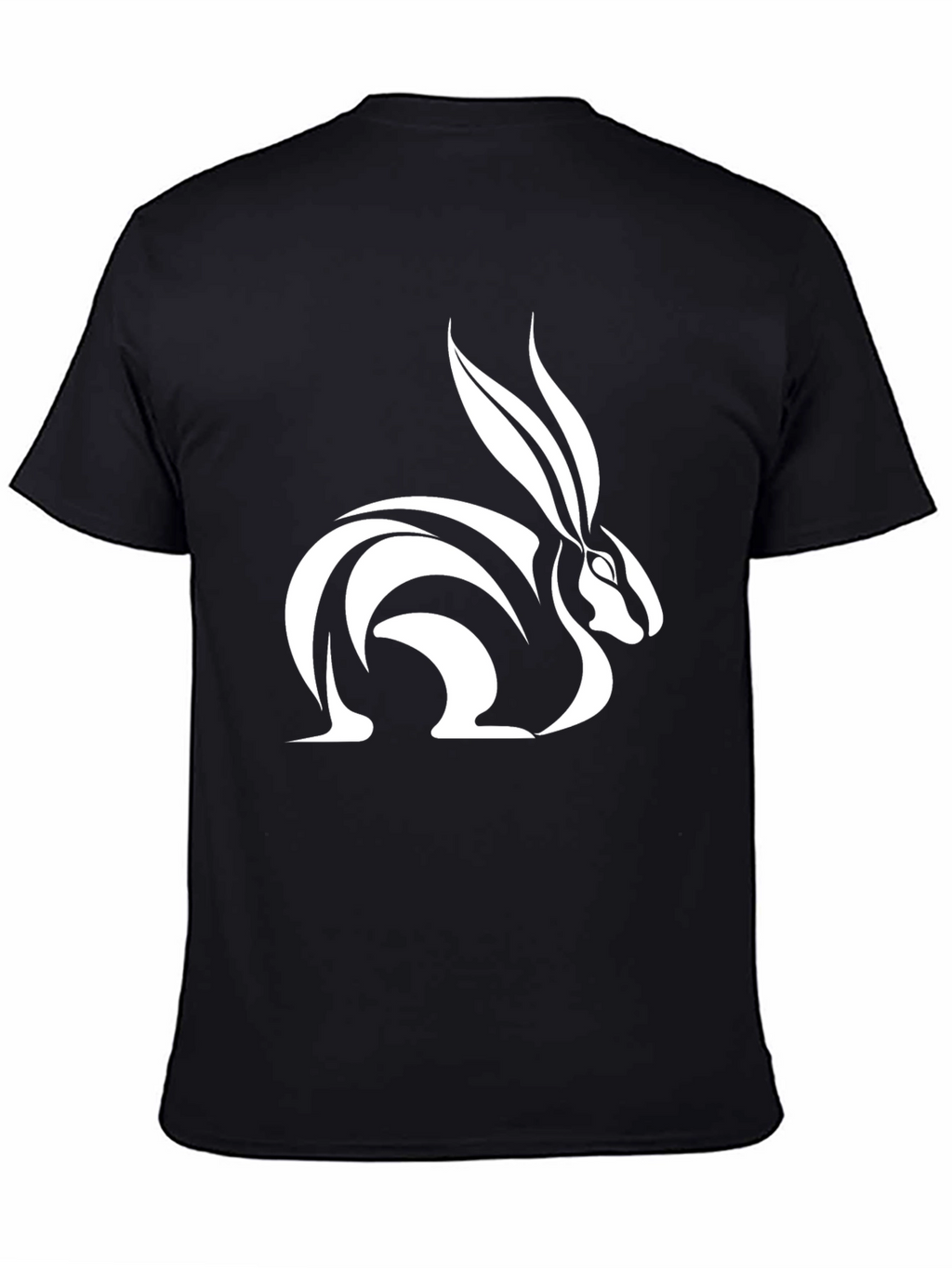 Rabbit Graphic Tee - Sleek Black Cotton T-Shirt