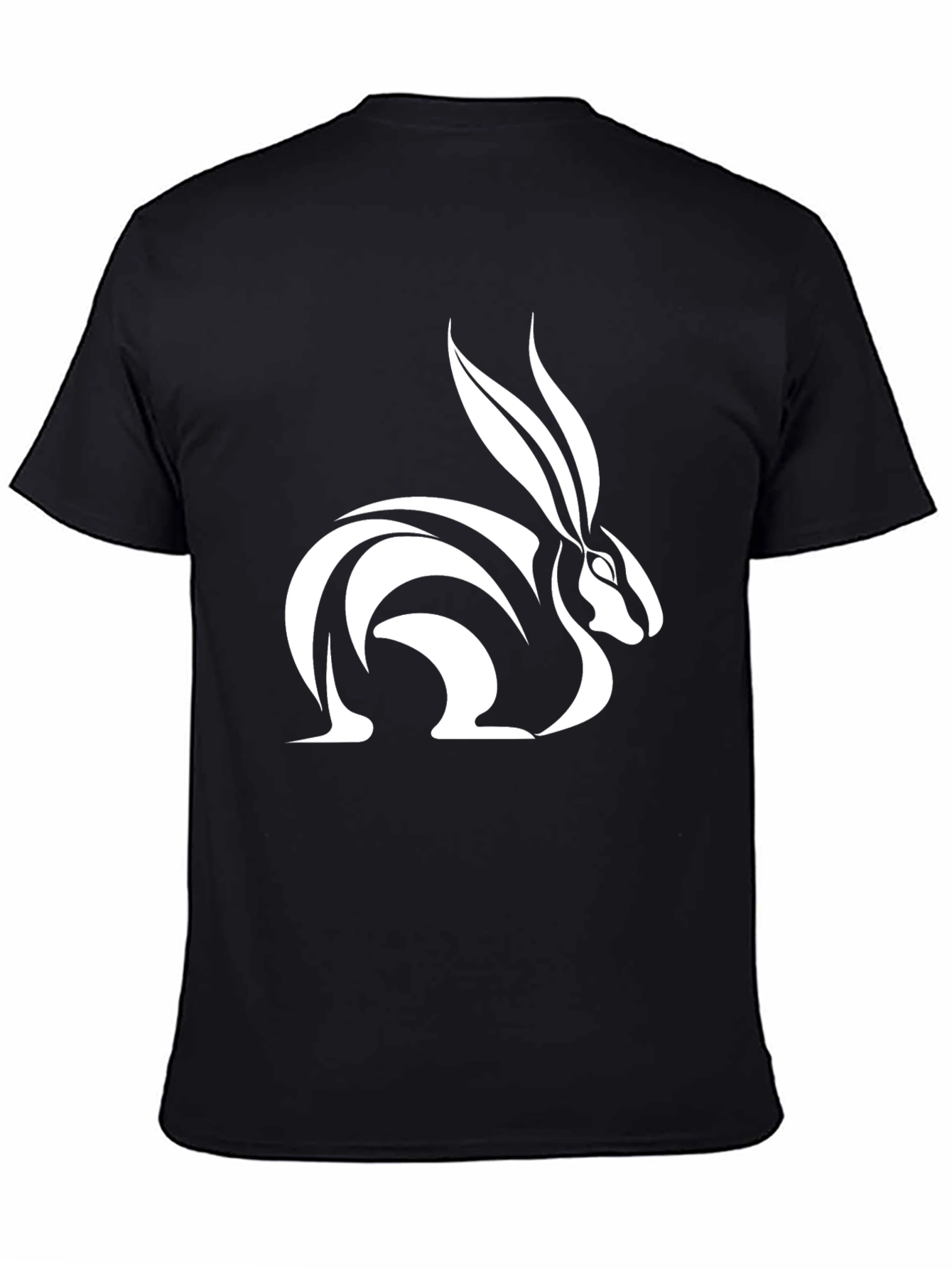Rabbit Graphic Tee - Sleek Black Cotton T-Shirt