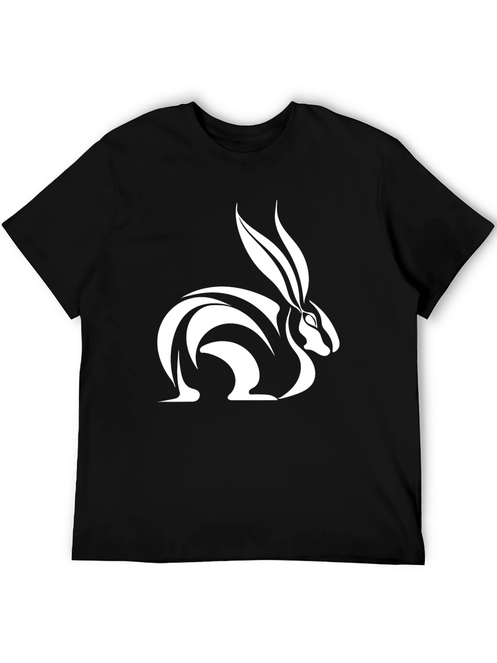 Rabbit Graphic Tee - Sleek Black Cotton T-Shirt