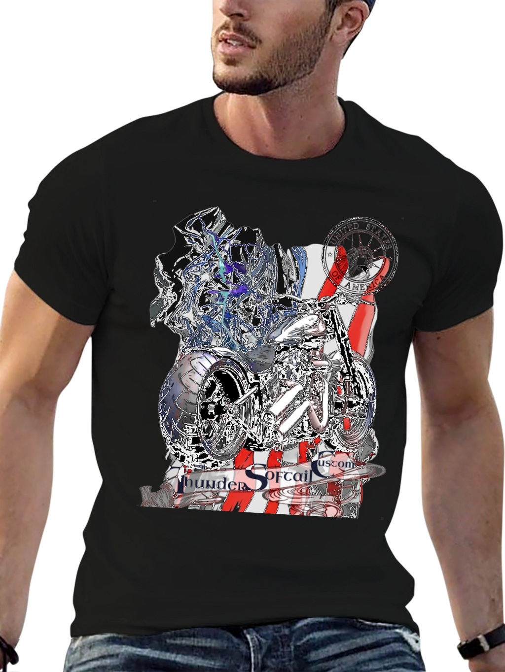 Thunder Softail Custom Black Graphic Tee