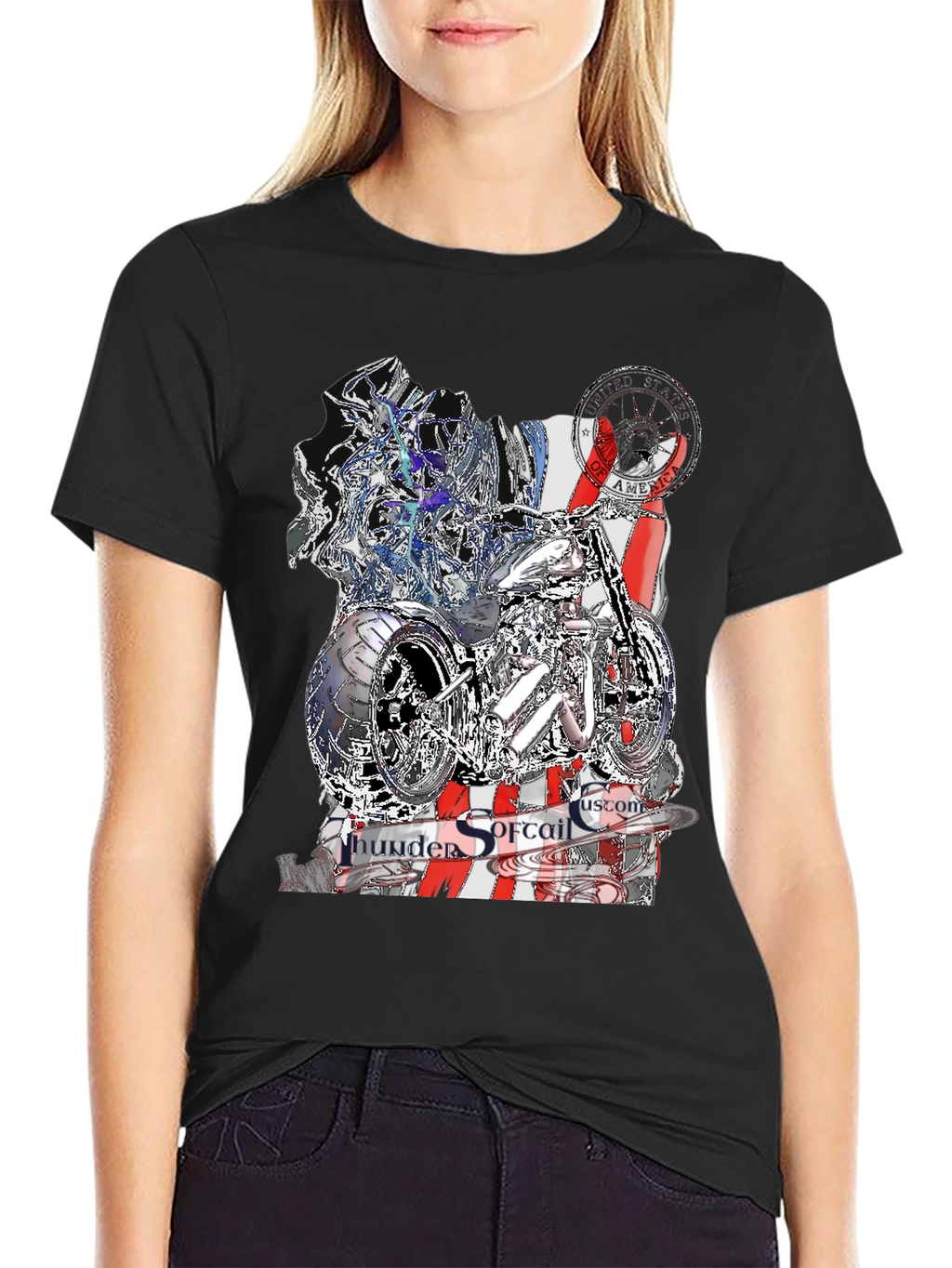 Thunder Softail Custom Black Graphic Tee