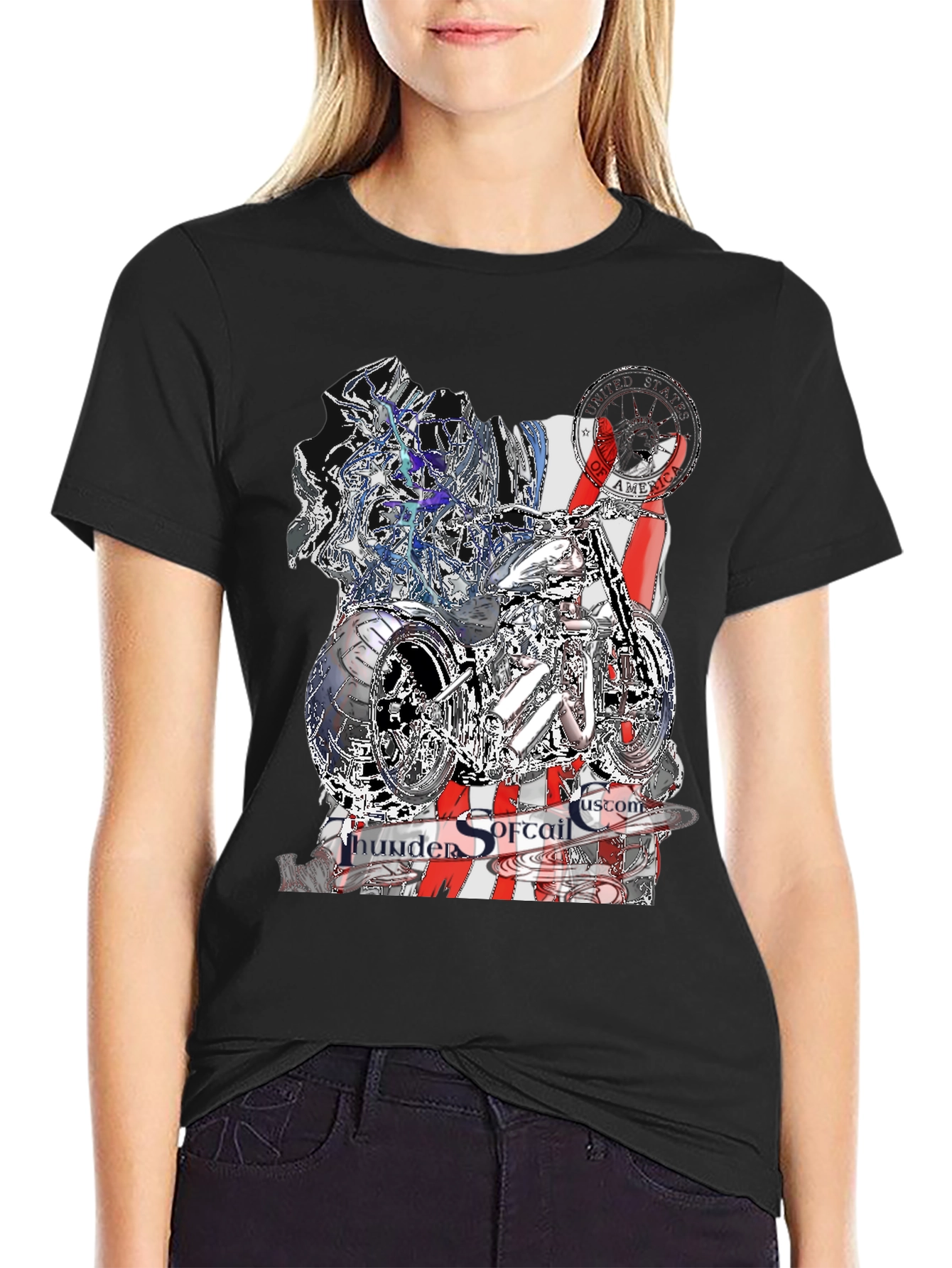 Thunder Softail Custom Black Graphic Tee