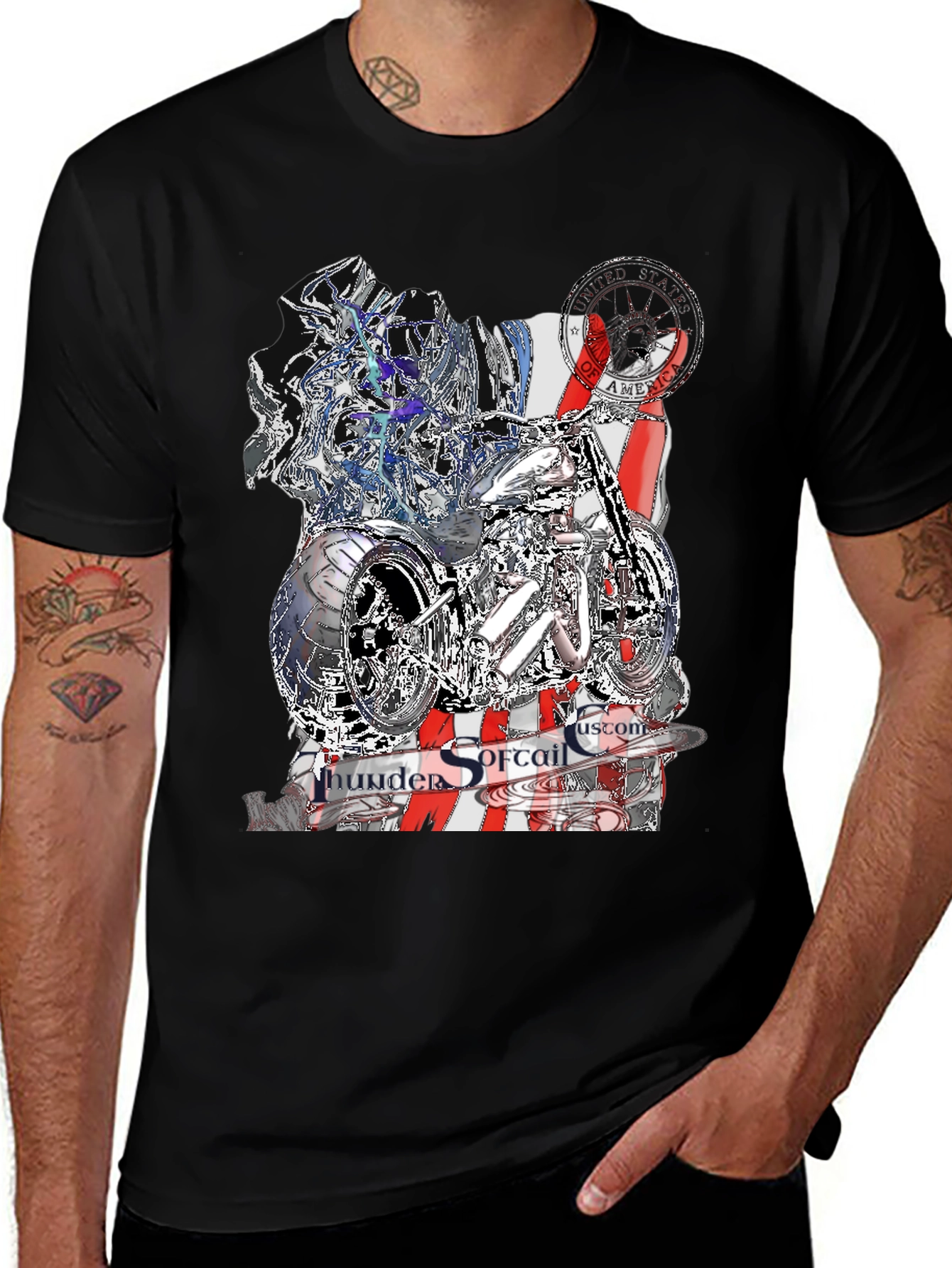 Thunder Softail Custom Black Graphic Tee