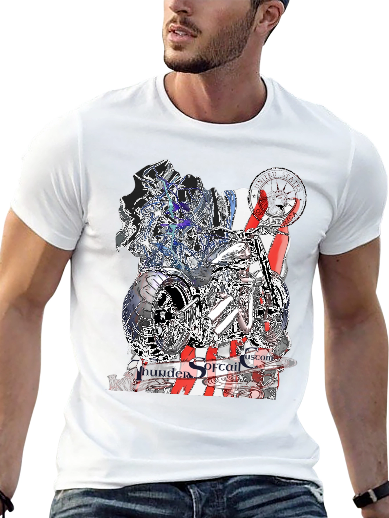 Thunder Softail Custom Black Graphic Tee