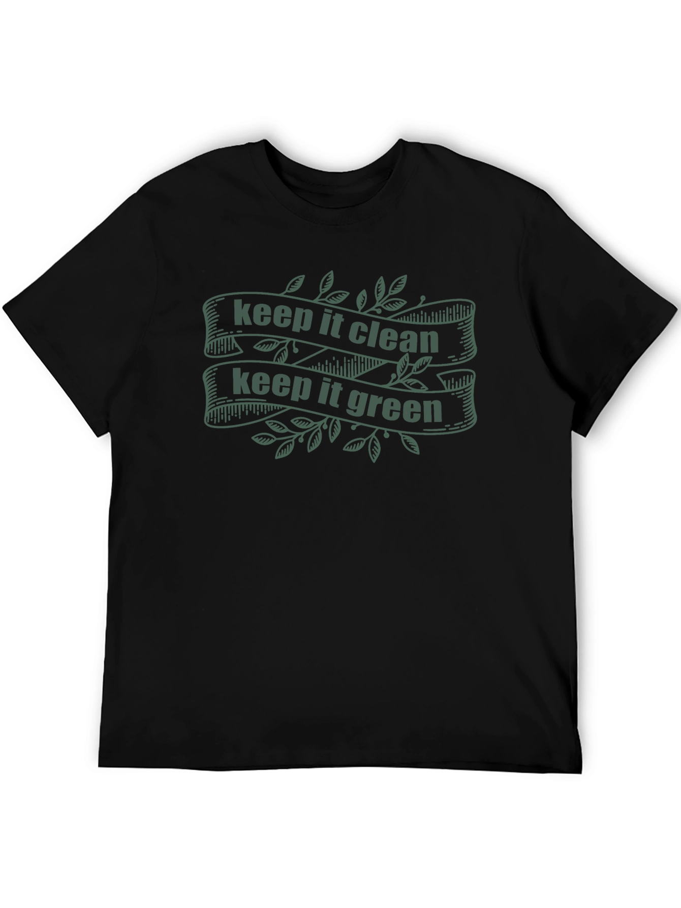 Eco-Friendly Black T-Shirt - Keep It Clean Keep It Green