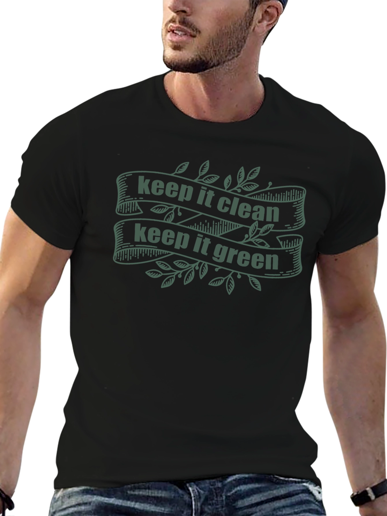 Eco-Friendly Black T-Shirt - Keep It Clean Keep It Green