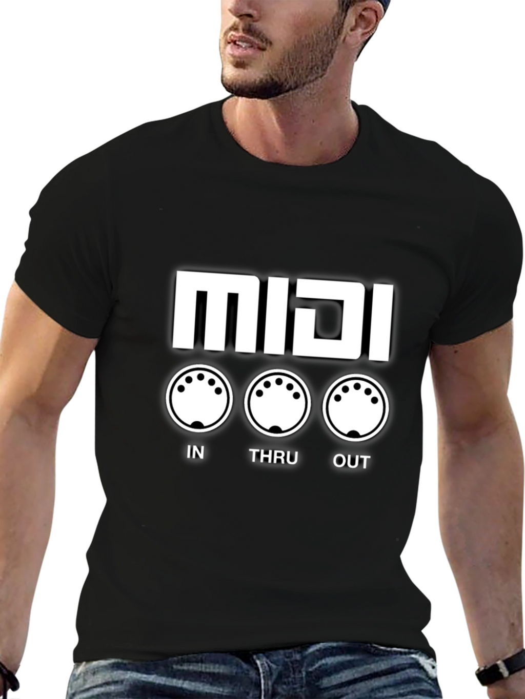 MIDI In Thru Out Black T-Shirt