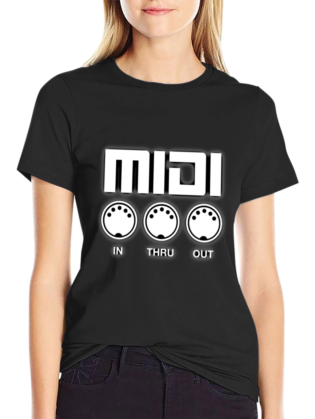 MIDI In Thru Out Black T-Shirt
