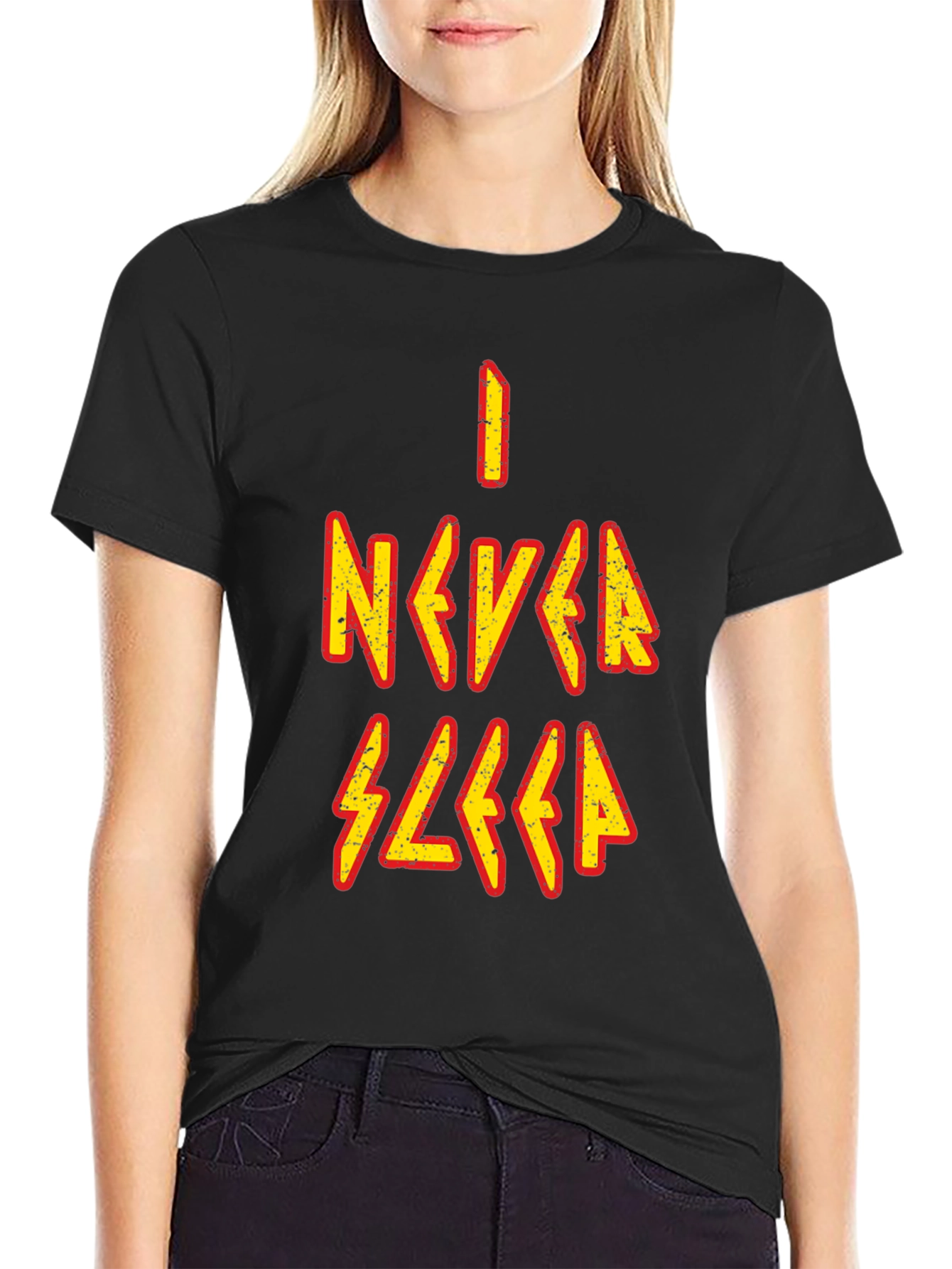 I Never Sleep Graphic Tee - Black Cotton T-Shirt