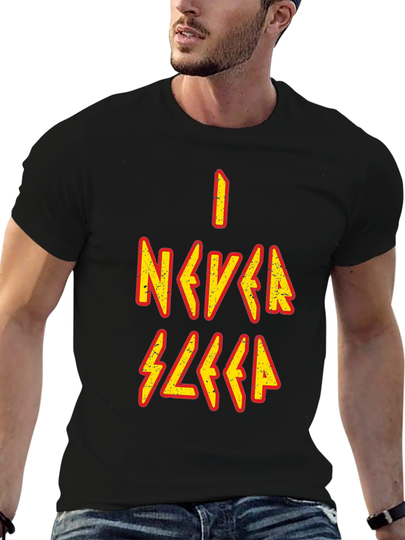 I Never Sleep Graphic Tee - Black Cotton T-Shirt