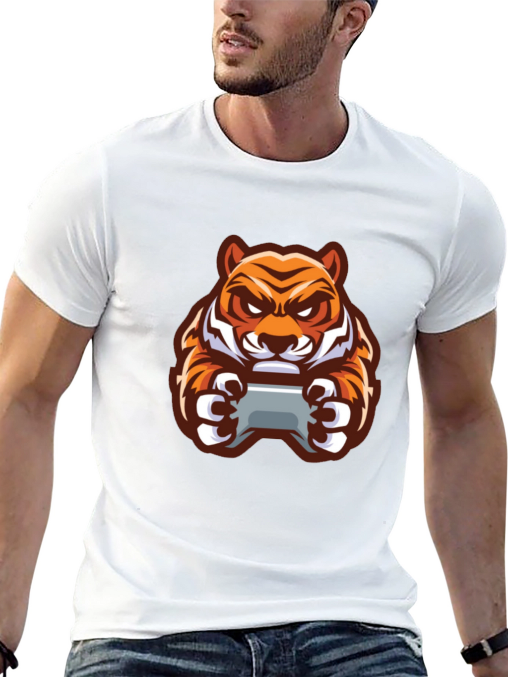 Gaming Tiger Graphic T-Shirt - Black