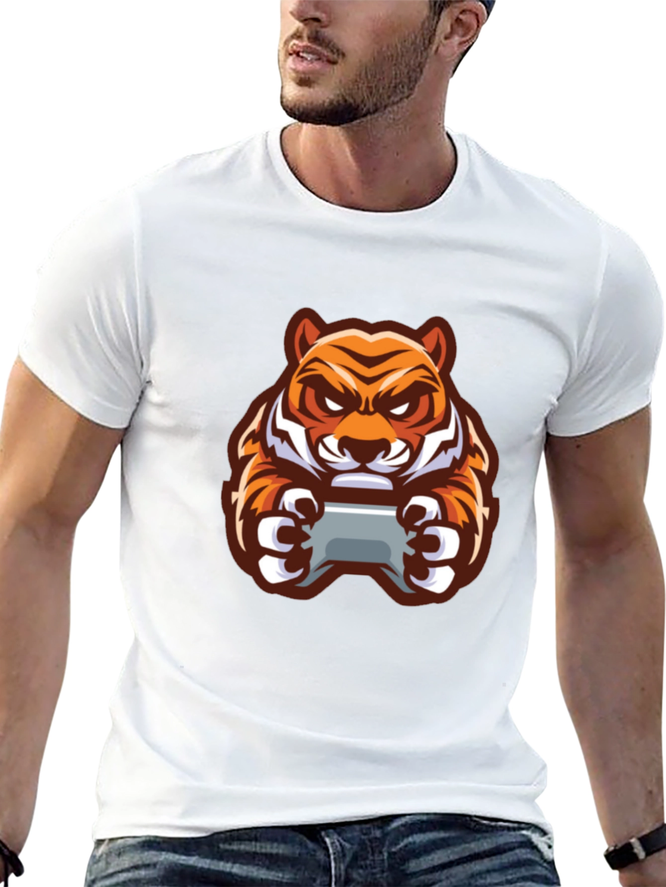 Gaming Tiger Graphic T-Shirt - Black