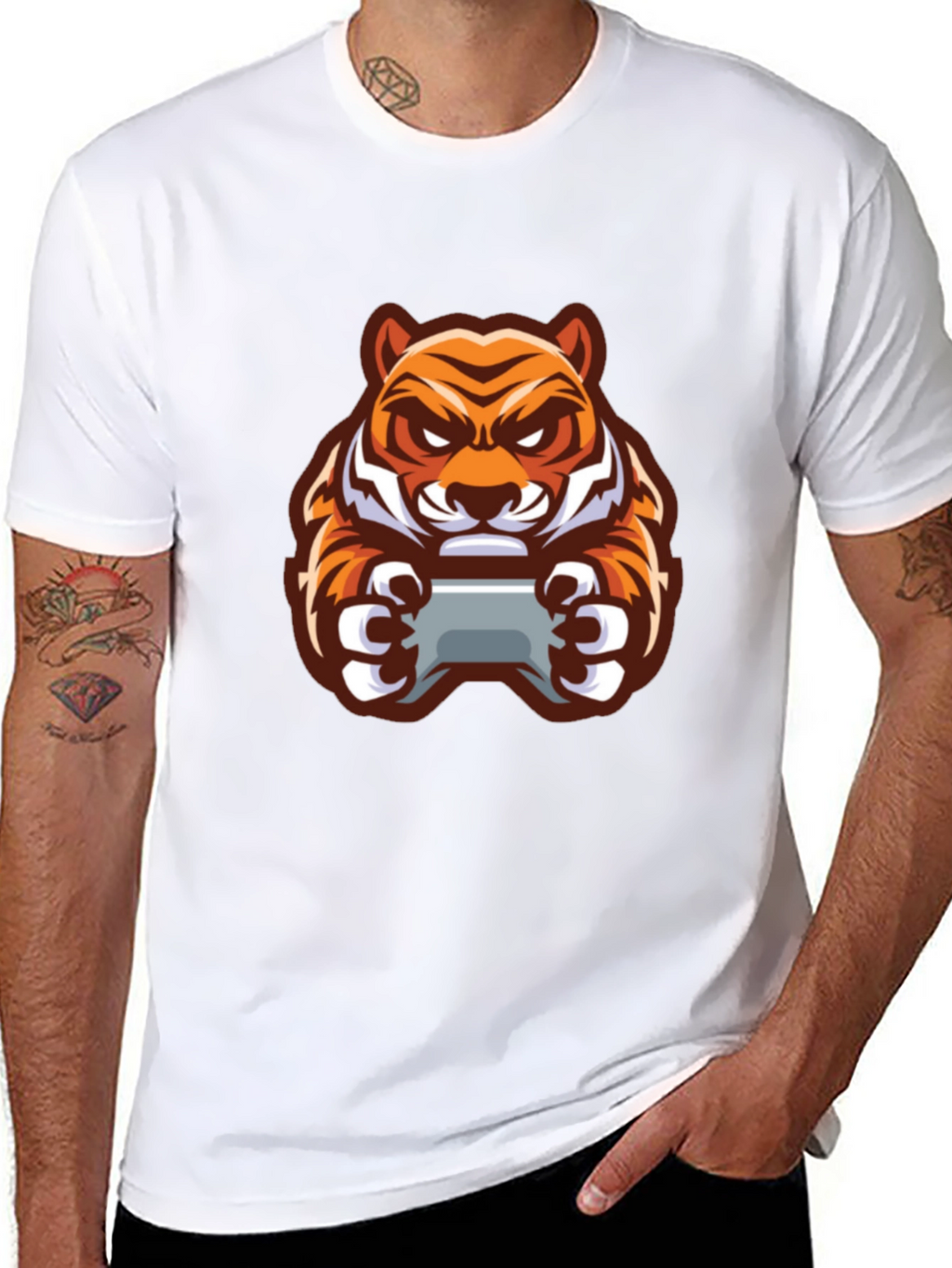 Gaming Tiger Graphic T-Shirt - Black